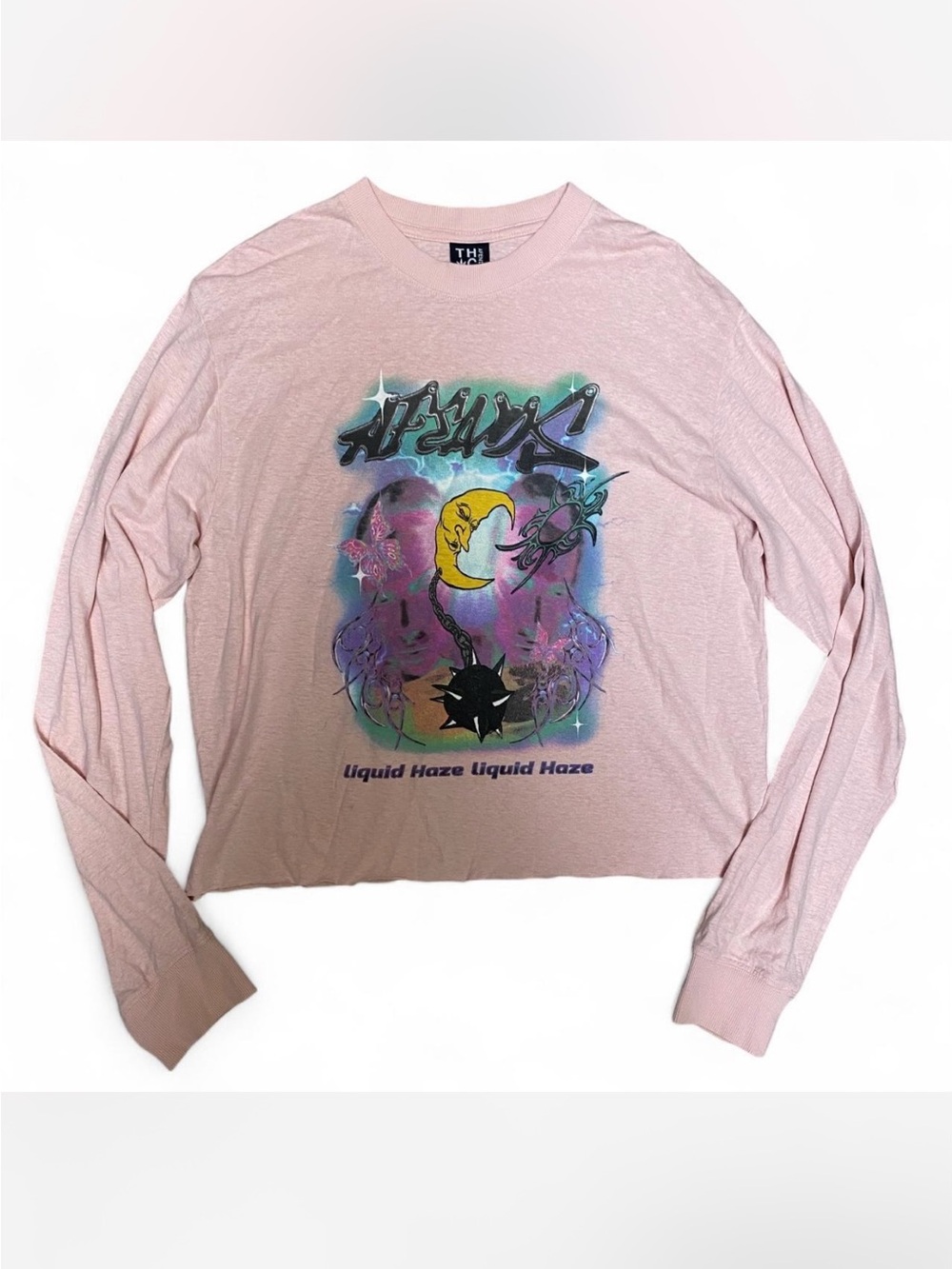 Afends Liquid Haze Cyber Graphic Baby Pink Long Sleeve T-Shirt